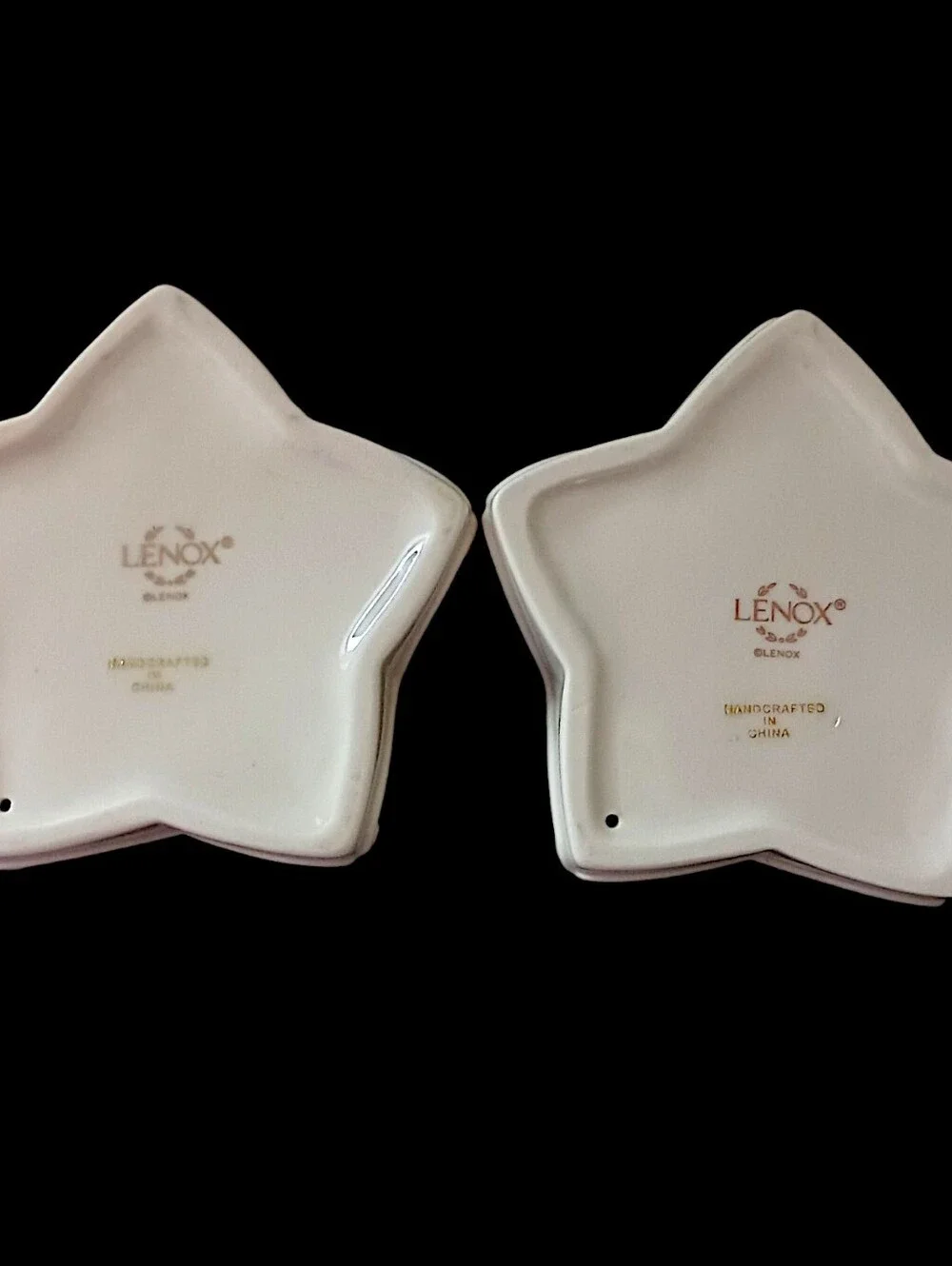 2‎ Lenox Yuletide Glowlite Candle Holders Votive Tea Light Porcelain Star Shaped